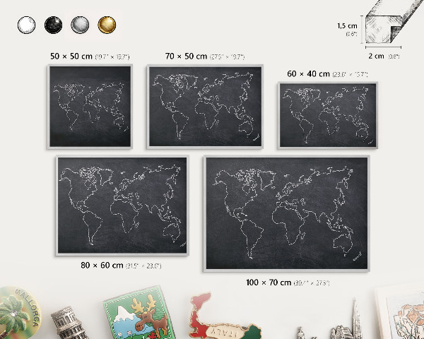 Decoratief metalen magneetbord in een zilveren lijst Krijtwereld