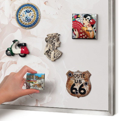 Magneetbord voor souvenir magneten met zilveren lijst Witte pioenrozen