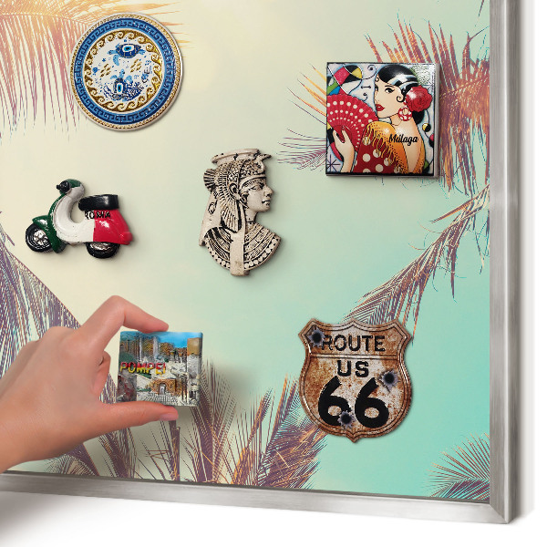 Decoratief metalen magneetbord in een zilveren lijst Tropisch paradijs