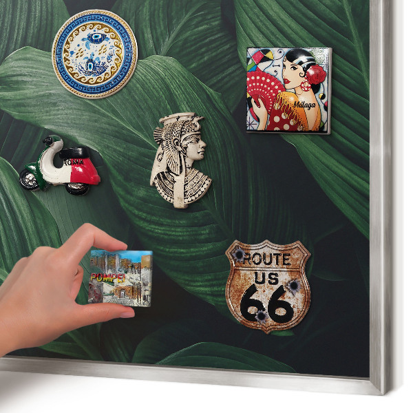 Magneetbord voor souvenir magneten met zilveren lijst Het groen van de natuur