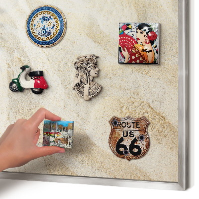Magneetbord voor souvenir magneten met zilveren lijst Tropisch patroon