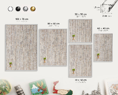 Decoratief metalen magneetbord in een zilveren lijst Baksteenpatroon