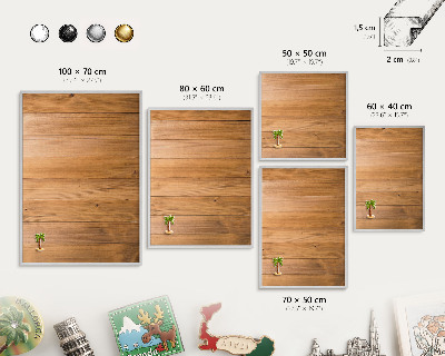 Decoratief metalen magneetbord in een zilveren lijst Houtstructuur