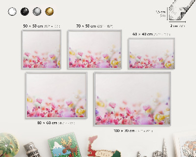 Magneetbord voor souvenir magneten met zilveren lijst Pastelkleurige bloemen