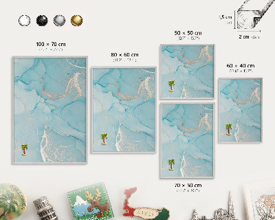 Decoratief metalen magneetbord in een zilveren lijst Turquoise elegantie