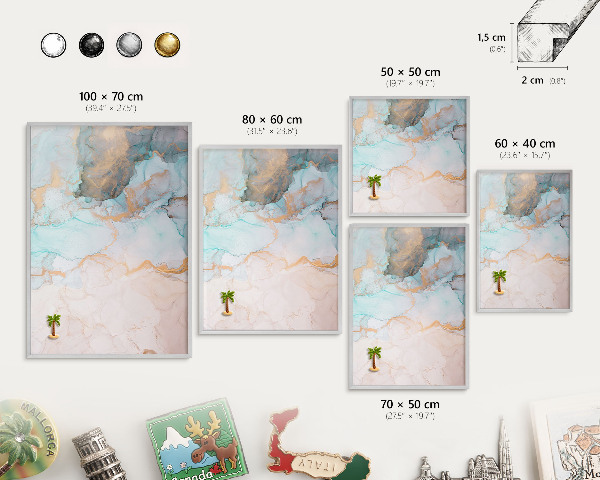 Decoratief metalen magneetbord in een zilveren lijst Pastelvormen
