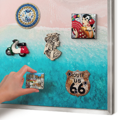 Magneetbord voor souvenir magneten met zilveren lijst Zomerse ontspanning