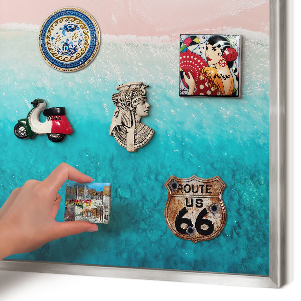 Magneetbord voor souvenir magneten met zilveren lijst Zomerse ontspanning