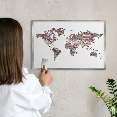 Decoratief metalen magneetbord in een zilveren lijst Baksteenwereld
