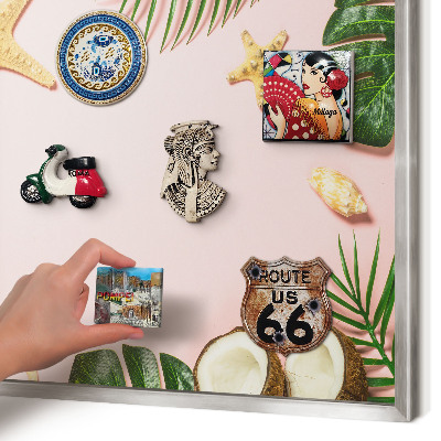 Decoratief metalen magneetbord in een zilveren lijst Tropische vakantie