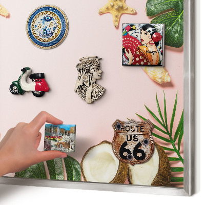 Decoratief metalen magneetbord in een zilveren lijst Tropische vakantie