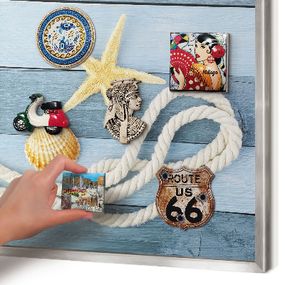 Magneetbord voor souvenir magneten met zilveren lijst Maritiem klimaat
