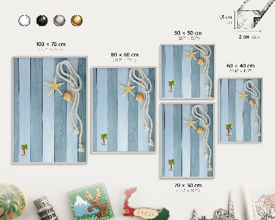 Magneetbord voor souvenir magneten met zilveren lijst Maritiem klimaat