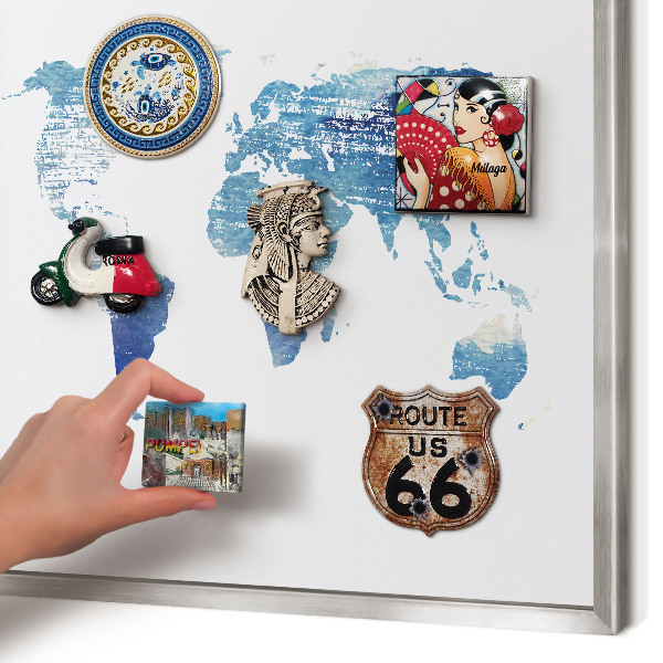 Decoratief metalen magneetbord in een zilveren lijst Aquarelkaart