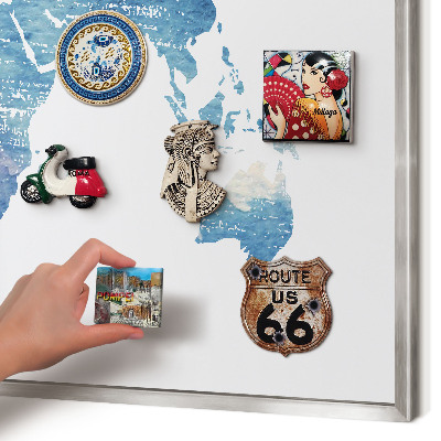 Decoratief metalen magneetbord in een zilveren lijst Aquarelkaart