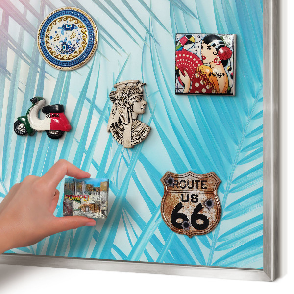Magneetbord voor souvenir magneten met zilveren lijst Tropische elegantie