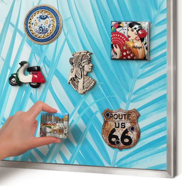 Magneetbord voor souvenir magneten met zilveren lijst Tropische elegantie