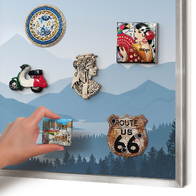 Decoratief metalen magneetbord in een zilveren lijst Berg harmonie