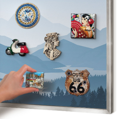 Decoratief metalen magneetbord in een zilveren lijst Berg harmonie