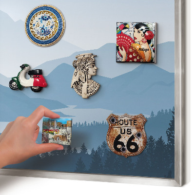 Decoratief metalen magneetbord in een zilveren lijst Berg harmonie