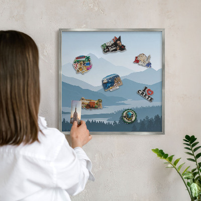 Decoratief metalen magneetbord in een zilveren lijst Berg harmonie
