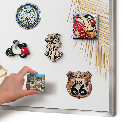 Magneetbord voor souvenir magneten met zilveren lijst Elegante bladeren