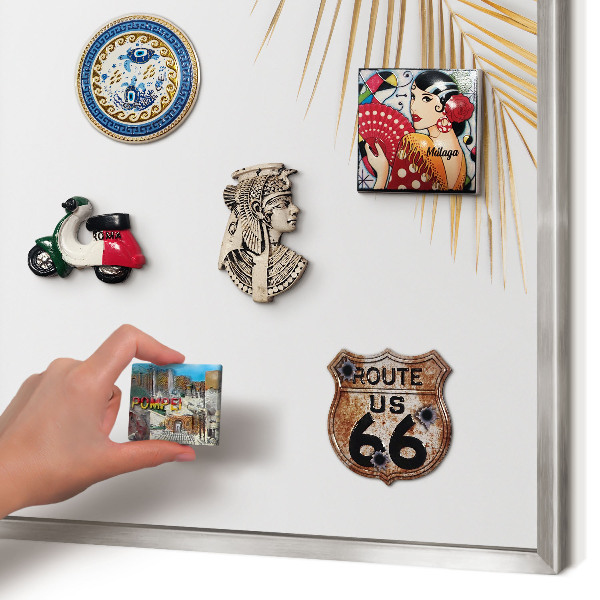 Magneetbord voor souvenir magneten met zilveren lijst Elegante bladeren