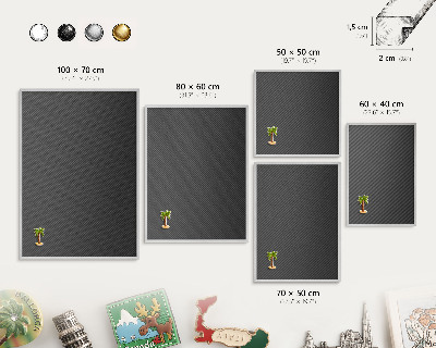 Decoratief metalen magneetbord in een zilveren lijst Geometrische textuur