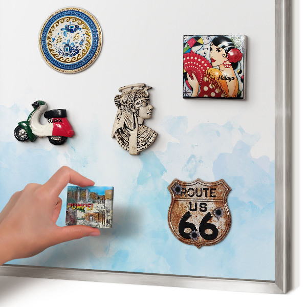Magneetbord voor souvenir magneten met zilveren lijst Rustgevend landschap