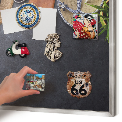 Magneetbord voor souvenir magneten met zilveren lijst Vakantiesfeer