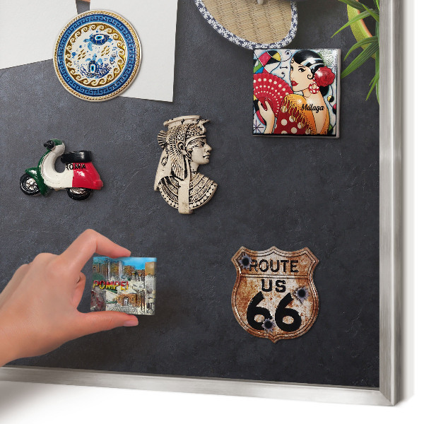 Magneetbord voor souvenir magneten met zilveren lijst Vakantiesfeer