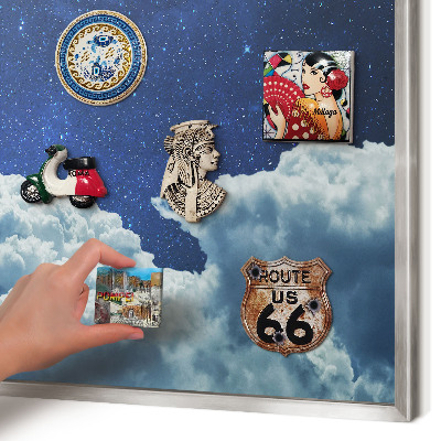 Decoratief metalen magneetbord in een zilveren lijst Kosmische nacht