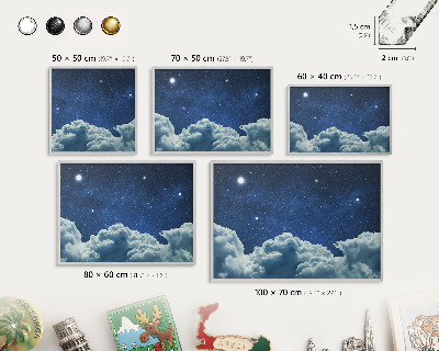 Decoratief metalen magneetbord in een zilveren lijst Kosmische nacht