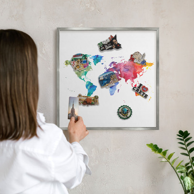 Magneetbord voor souvenir magneten met zilveren lijst Kleurenkaart