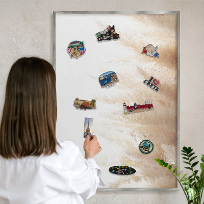 Magneetbord voor souvenir magneten met zilveren lijst Essentiële grassen