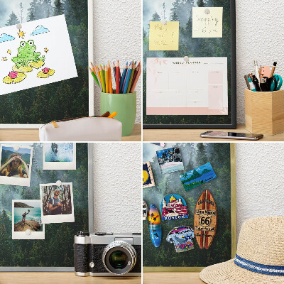 Decoratief metalen magneetbord in een zilveren lijst Mysterieus bos