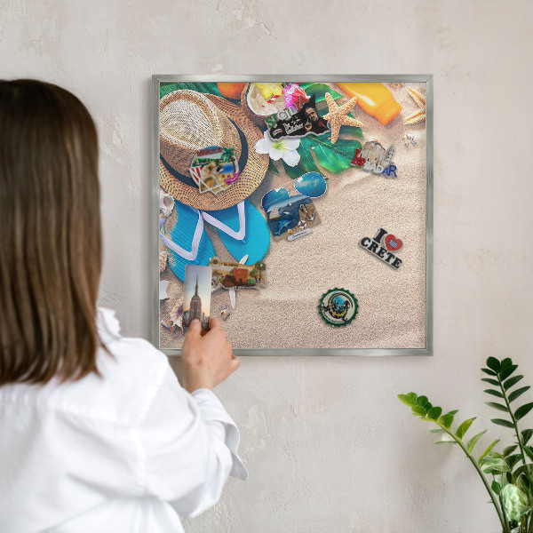 Decoratief metalen magneetbord in een zilveren lijst Zomerse ontspanning