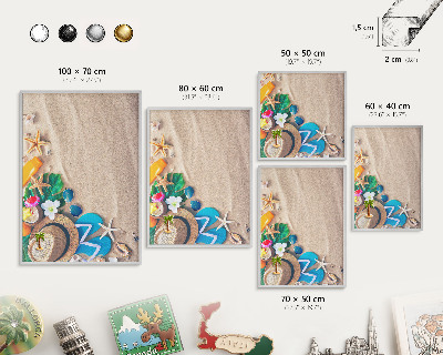Decoratief metalen magneetbord in een zilveren lijst Zomerse ontspanning