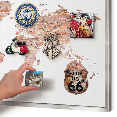 Magneetbord voor souvenir magneten met zilveren lijst Bakstenen plattegrond