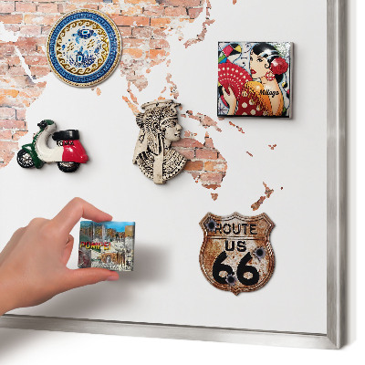 Magneetbord voor souvenir magneten met zilveren lijst Bakstenen plattegrond