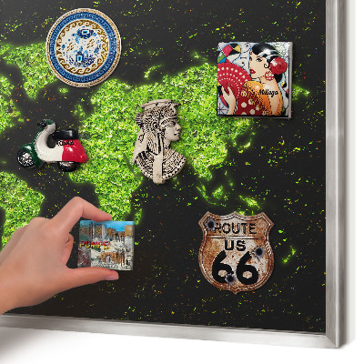 Decoratief metalen magneetbord in een zilveren lijst Groene kaart