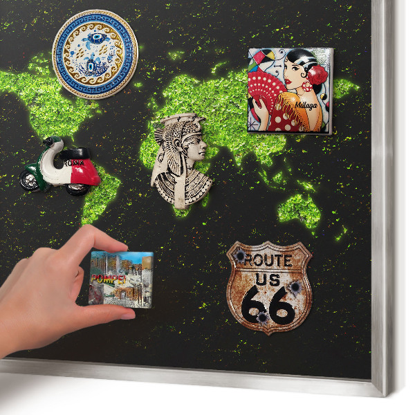 Decoratief metalen magneetbord in een zilveren lijst Groene kaart
