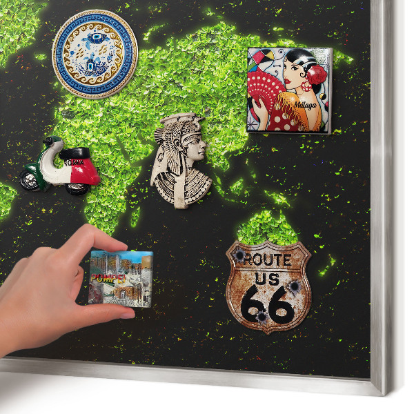 Decoratief metalen magneetbord in een zilveren lijst Groene kaart