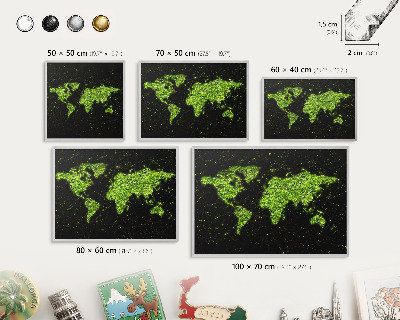 Decoratief metalen magneetbord in een zilveren lijst Groene kaart
