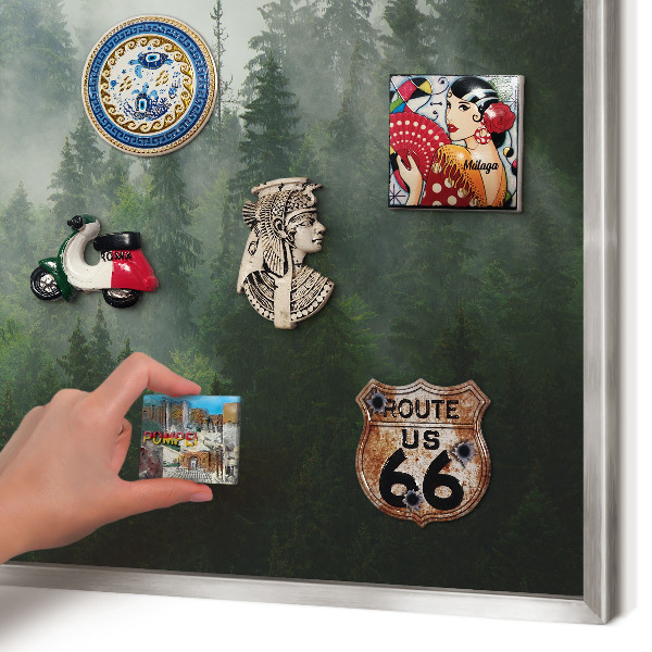 Decoratief metalen magneetbord in een zilveren lijst Bosmagie