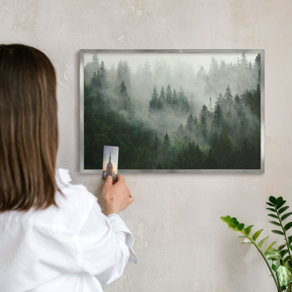 Decoratief metalen magneetbord in een zilveren lijst Bosmagie