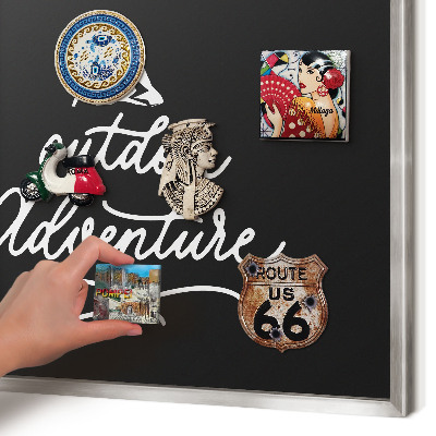 Magneetbord voor souvenir magneten met zilveren lijst Buitenavontuur