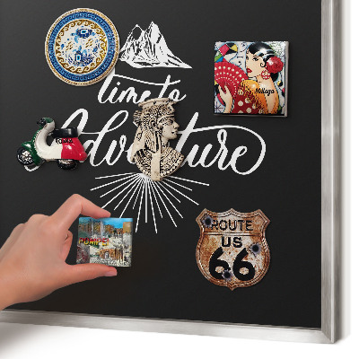 Magneetbord voor souvenir magneten met zilveren lijst Avontuurlijke tijd