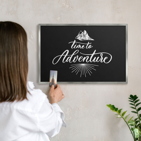 Magneetbord voor souvenir magneten met zilveren lijst Avontuurlijke tijd