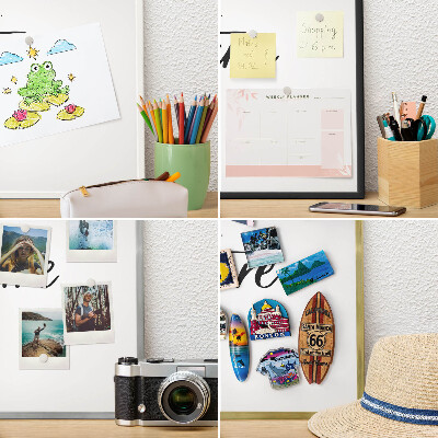 Decoratief metalen magneetbord in een zilveren lijst Avontuurthema